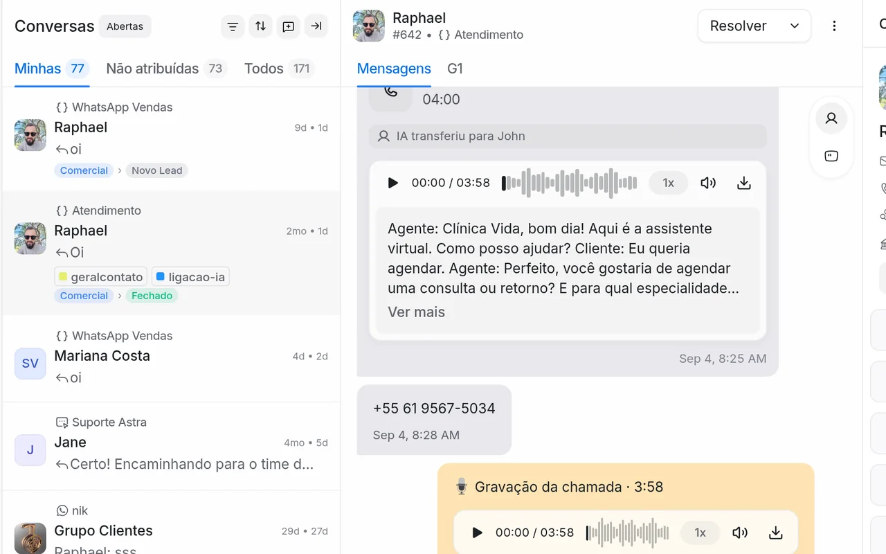 IA dentro da conversa